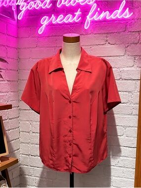 Women's Button-Up Blouse - Coral